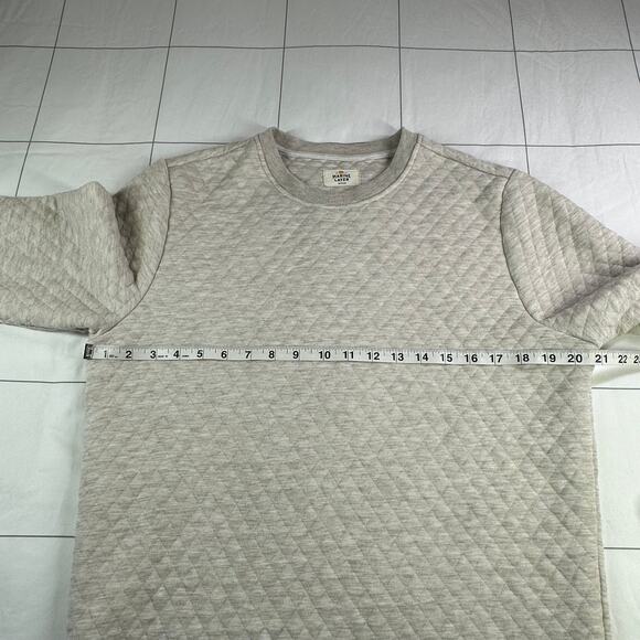 Marine Layer Sweatshirt Mens Medium Cream Oat Heather Corbet Quilted Crew Neck - Picture 7 of 8